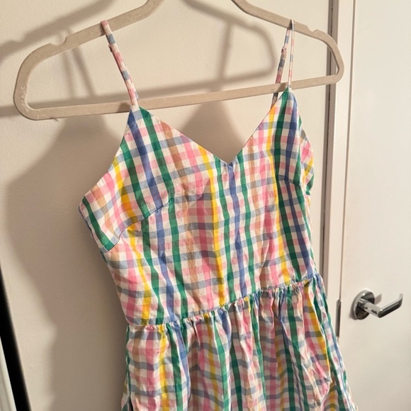 J CREW V-neck gingham plaid colorful dress - Picture 8 of 10